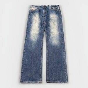 Guess Los Angeles Lincoln Slim Straight Jeans Men's 35x33 Blue Denim Grunge Y2K